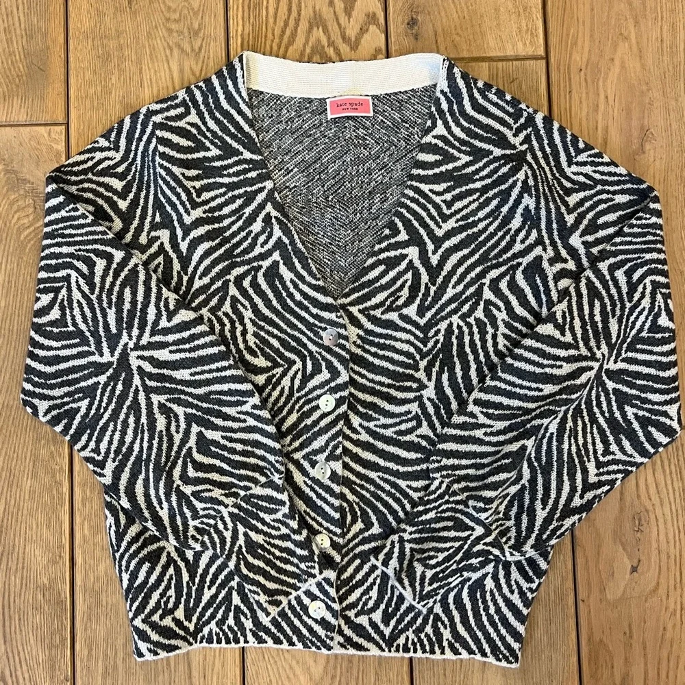 kate spade earn your strips zebra cardigan